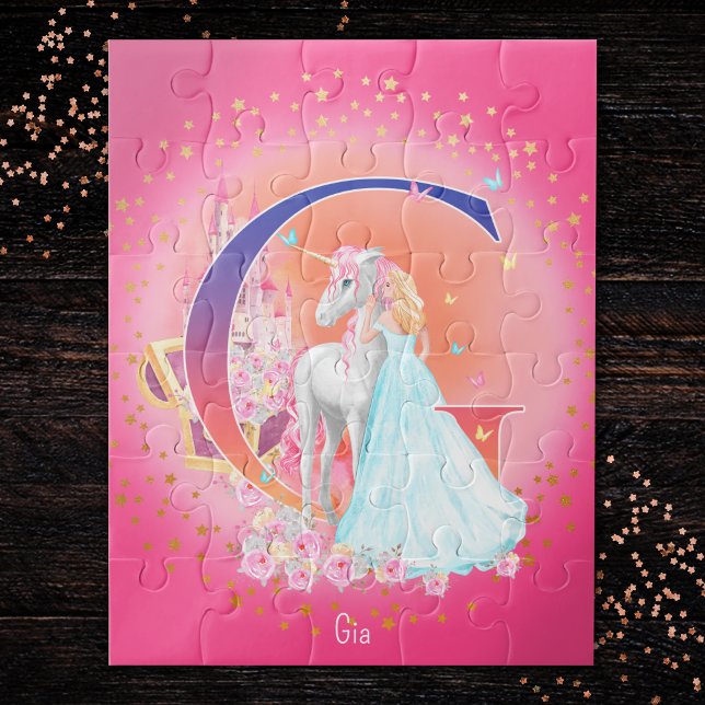 Puzzle Unicorne et princesse avec la lettre du château G  (Créateur téléchargé)
