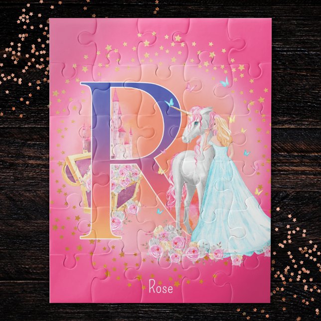 Puzzle Unicorne et princesse avec la lettre du château R  (Créateur téléchargé)