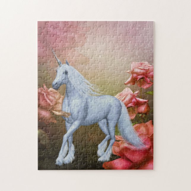 Puzzle Unicorne Et Rose Imaginaire Cheval Art (Vertical)