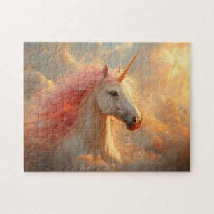 Puzzle Unicorne majestueuse dans les nuages du coucher du