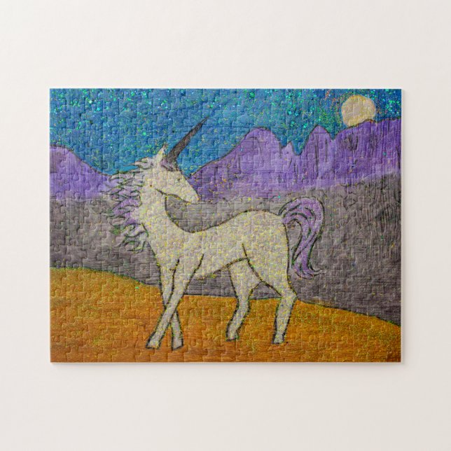 Puzzle Unicorne regarde la lune (Horizontal)
