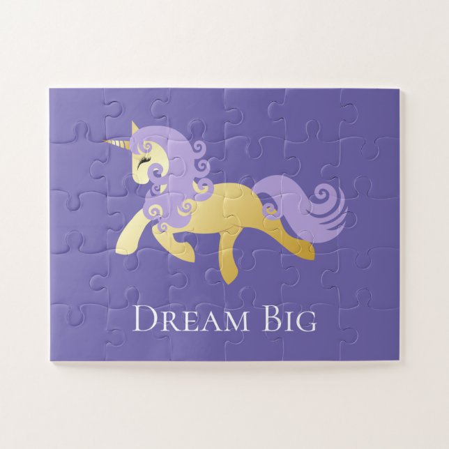 Puzzle Unicorne violette or (Horizontal)