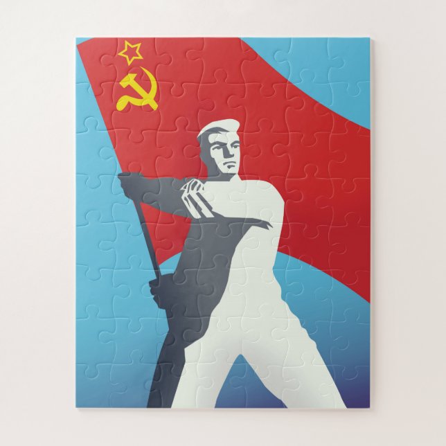 Puzzle Union Soviétique Travailleur Vintage Art imprimé. (Vertical)