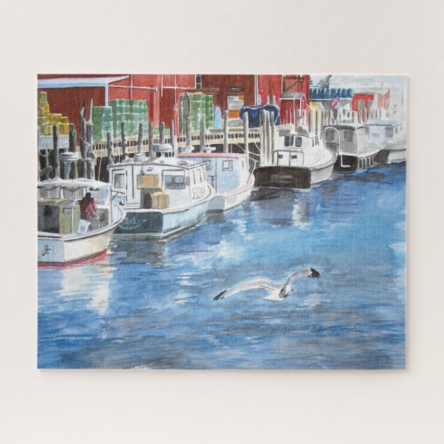 Puzzle Union Wharf Portland, Aquarelle du Maine (Horizontal)