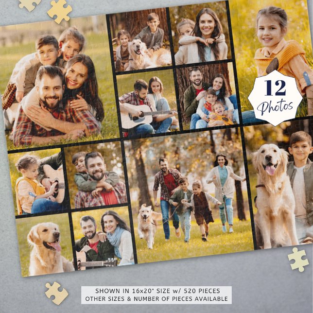 Puzzle Unique 12 Photo Collage Simple Noir (Créateur téléchargé)