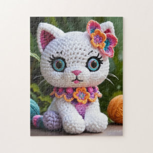Puzzle Unique Amigurumi Kitty : Adorable Chat Blanc Croch