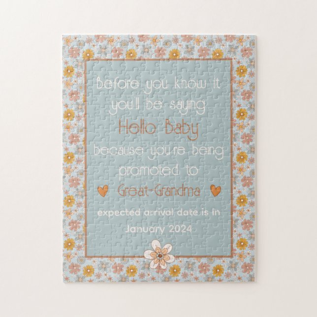 Puzzle Unique Grossesse Annoucienne Cadeau Vintage Retro (Vertical)