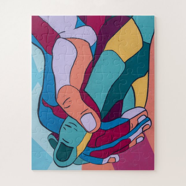 Puzzle Unité dans la diversité tenant la main puzzle. (Vertical)