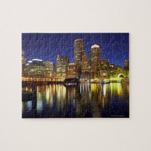 Puzzle USA, Boston, ville skyline la nuit (longue