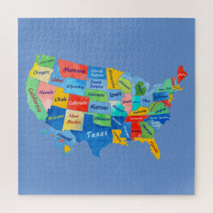 Puzzle USA carte aquarelle