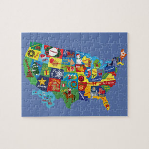 Puzzle USA Christmas MAP