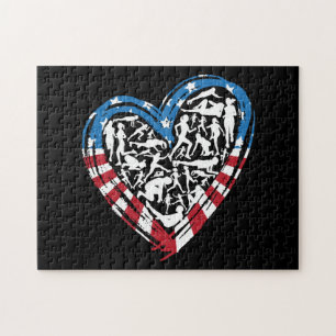 Puzzle USA Flag American Runner - Runt Heart