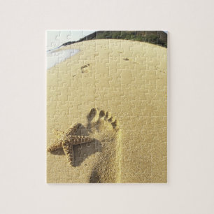 Puzzle USA, Hawaii, Maui, Makena Beach, Footprint et
