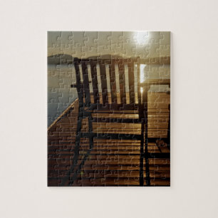 Puzzle USA, Maine, Rockwood. Une chaise avec vue sur