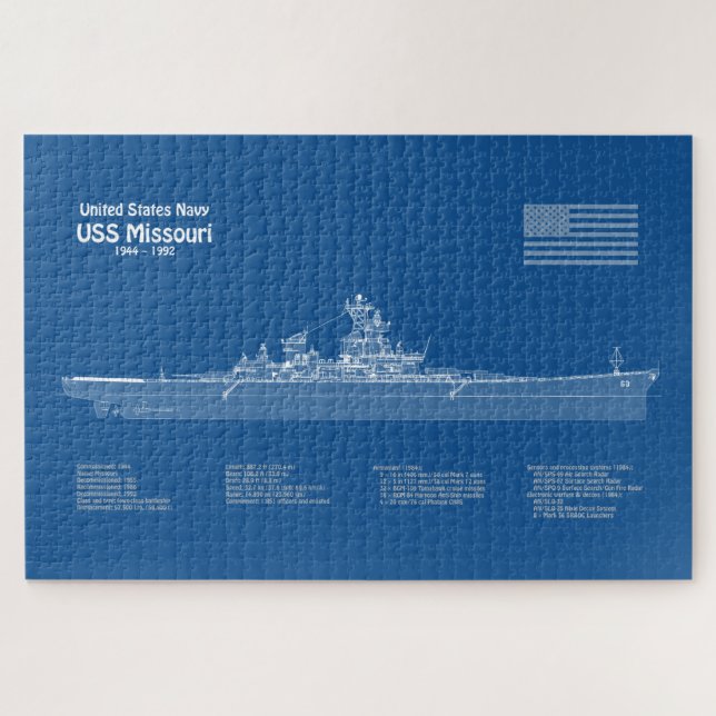 Puzzle USS Missouri - Plan de plan d'expédition ABD (Horizontal)