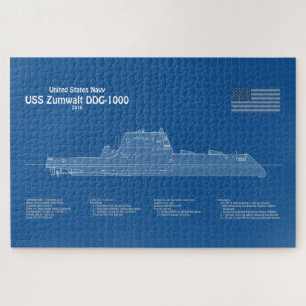 Puzzle USS Zumwalt - Plan directeur des navires ABD