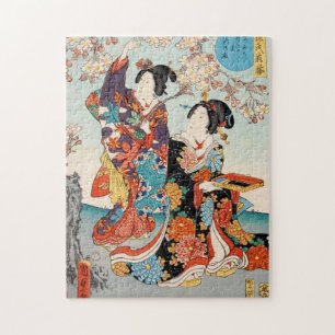 Puzzle Utagawa maiko classique vintage ukiyo-e deux geish