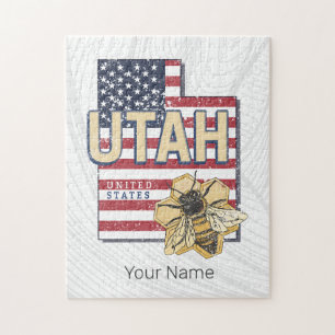 Puzzle Utah Bee États-Unis Carte Retro Vintage USA