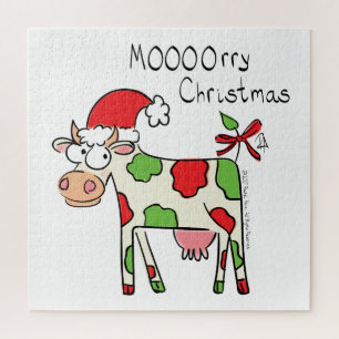 Puzzle Vacances de Noël amusantes pour la vache