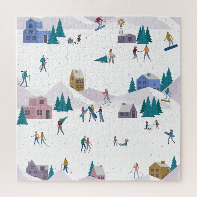Puzzle Vacances des Alpes d'hiver : les gens actifs sans  (Vertical)