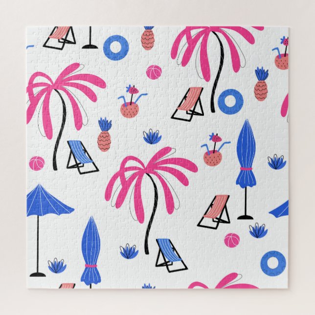 Puzzle Vacances d'été : Palm Trees Ananas Motif (Vertical)
