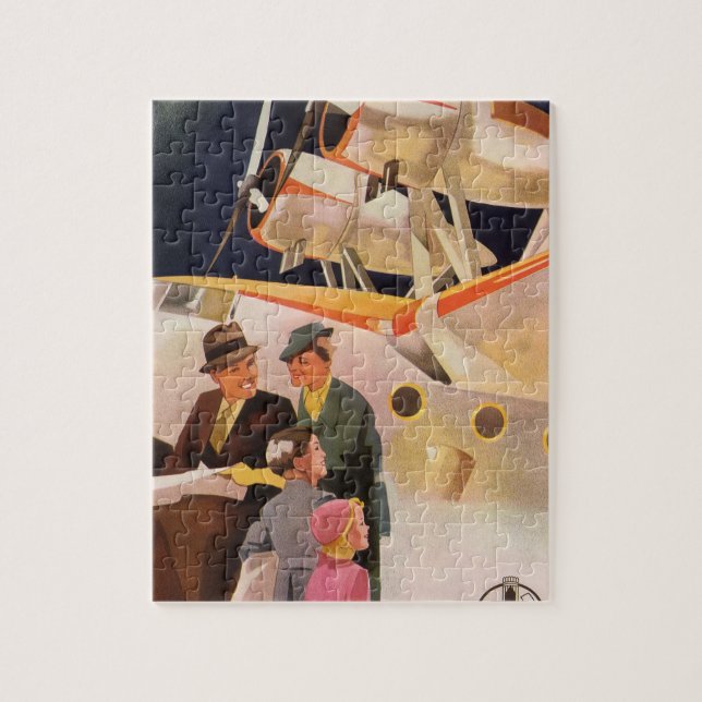 Puzzle Vacances familiales vintage en hydravion à hélices (Vertical)