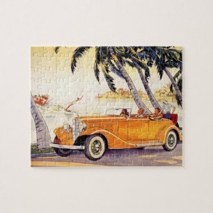 Puzzle Vacances vintage en voiture convertible