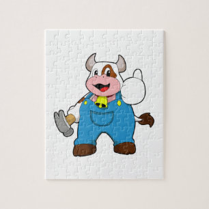 Puzzle Vache comme artisan avec marteau