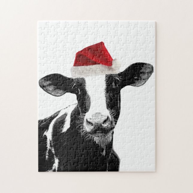 Puzzle Vache de Noël de père Noël Cow-Holstein (Vertical)