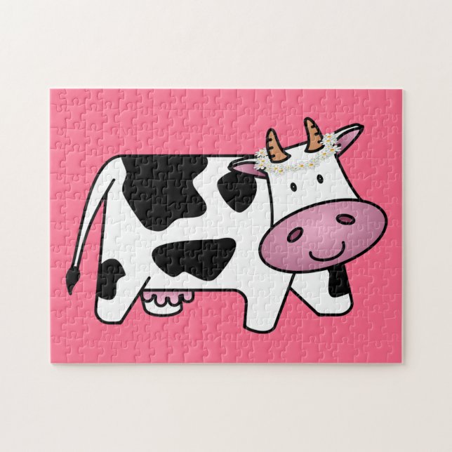 Puzzle Vache debout avec marguerites (Horizontal)
