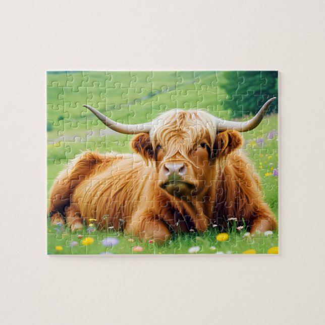 Puzzle Vache des Highlands Animal Nature Faune Affection  (Horizontal)