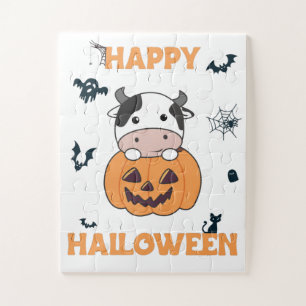 Puzzle Vache En Vaches mignonnes Citrouilles Bonne Hallow