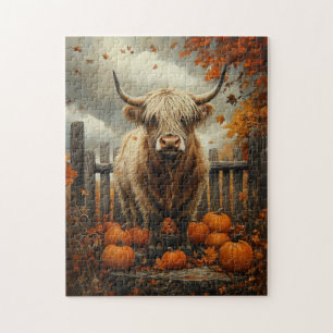 Puzzle Vache Highland dans Patch Citrouille
