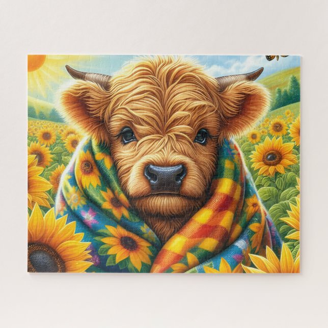 Puzzle Vache highland tournesol (Horizontal)