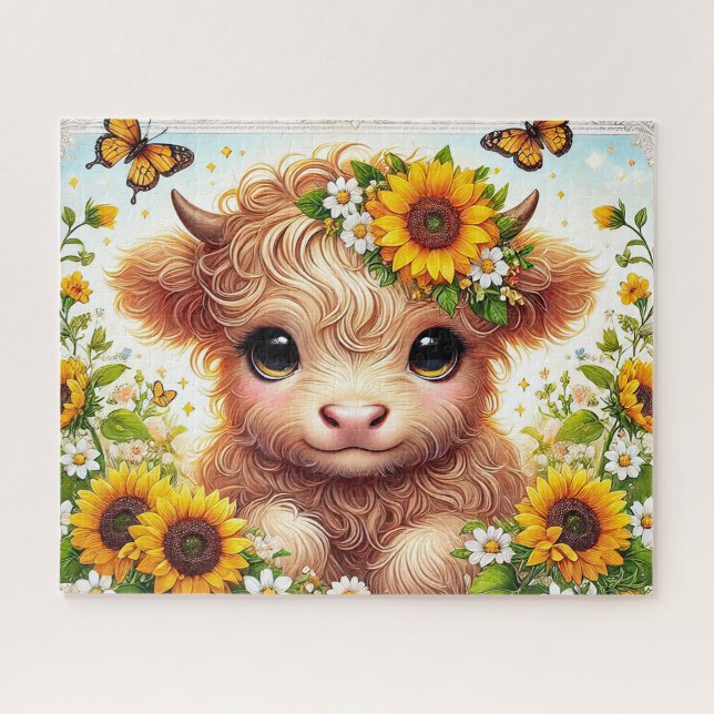 Puzzle Vache highland tournesol (Horizontal)
