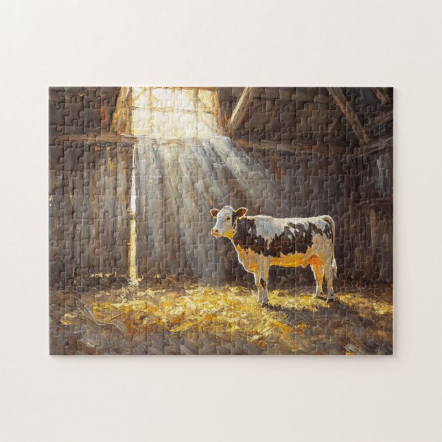 Puzzle Vache laitière dans une ferme rustique d'élevage (Horizontal)