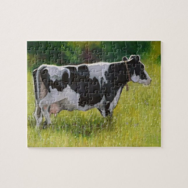 Puzzle Vache laitière du Holstein : Peinture en pastel (Horizontal)