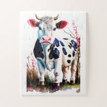 Vache rustique à fleurs - Décor de ferme