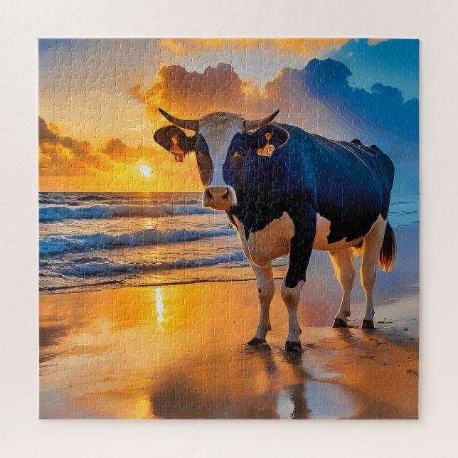 Puzzle Vache sur une plage éclairée par le soleil (Vertical)