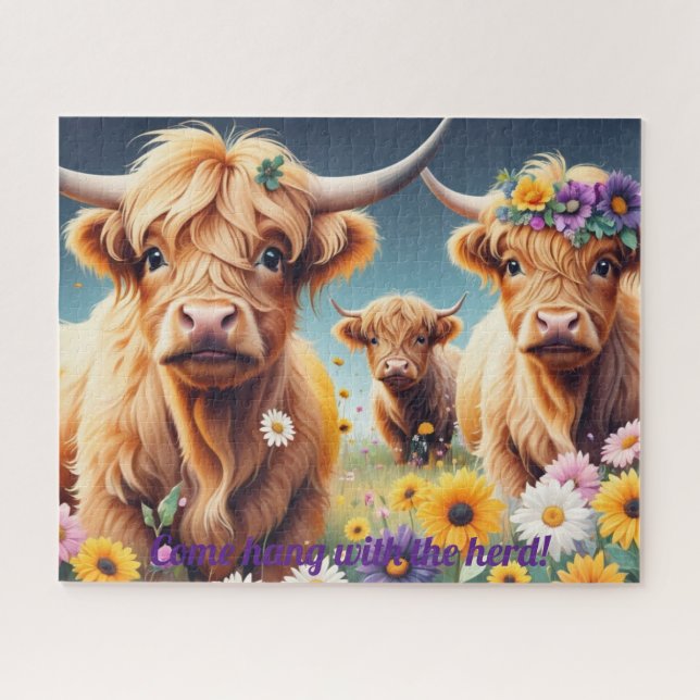 Puzzle Vaches florales des hautes terres 16 x 20 (Horizontal)