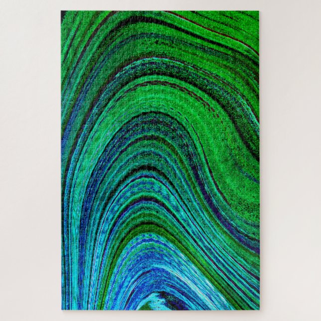 Puzzle Vagues d'art fractal moderne Vavy Vert Bleu Abstra (Vertical)