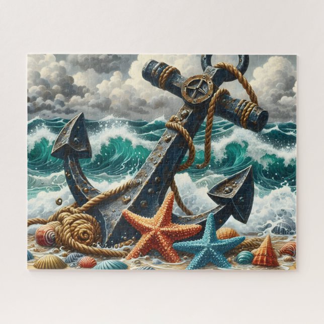 Puzzle Vagues de mer orageuses Ancre (Horizontal)