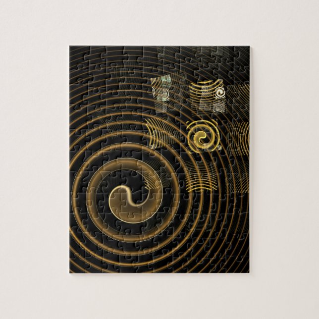 Puzzle Vagues dorées hypnotiques Art abstrait moderne (Vertical)