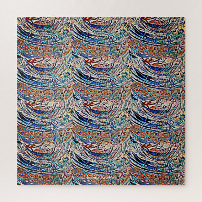 PUZZLE VAGUES EN VERRE STAINÉ CONCEPTION 2 (Vertical)