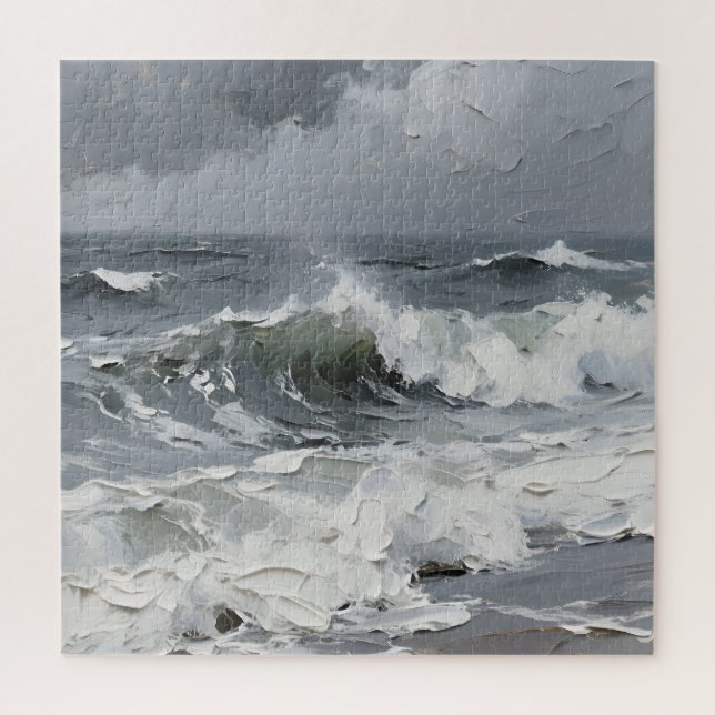 Puzzle Vagues océaniques Paysage marin orageux Texturé (Vertical)