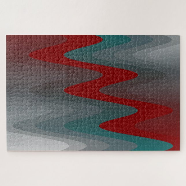 Puzzle vagues turquoises de gris bordeaux (Horizontal)