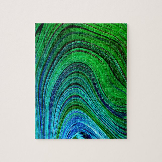Puzzle Vagues vert Vave Bleu Abstrait Art moderne fractal (Vertical)