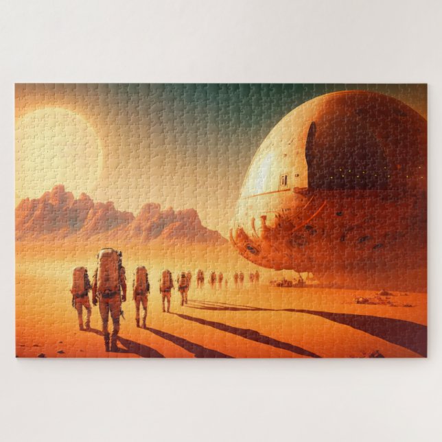Puzzle Vaisseau spatial de colons humains sur Mars Sci-Fi (Horizontal)