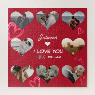 Puzzle Valentine Heart Photo Collage XO I Love You