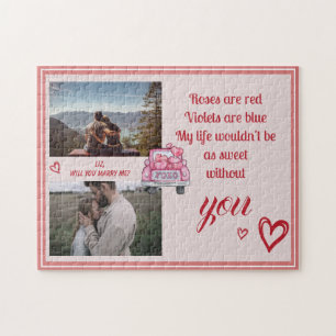 Puzzle Valentine Poème Mariage Proposition XO Heart Photo